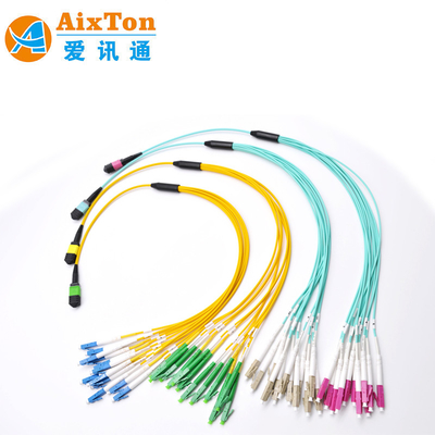 Single Mode 8 12 24 Core OM3 Fiber Optic MPO Cable at for MPO MTP Fiber Optic Bridge with 10G Ethernet Distance 300m at 850nm